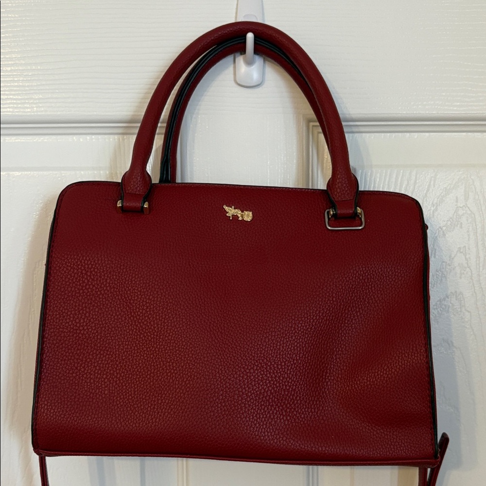 Chic Red Leather Satchel by Mathew + Julian
